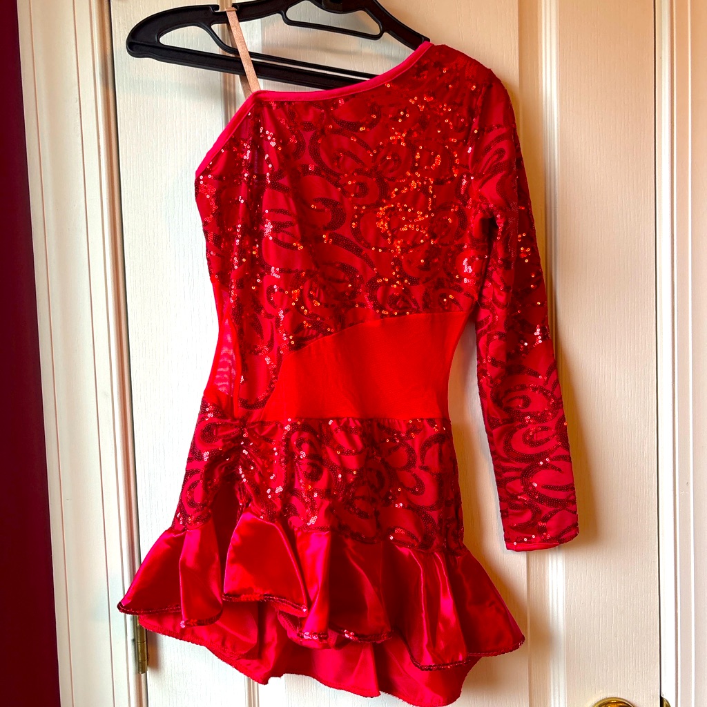 Art Stone Red Sequin Dance Dress Costume Adult Small